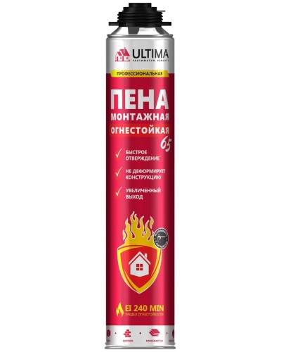 Пена огнестойкая ULTIMA PRO 65, 850 мл. Пена монтажная профессиональная. ULTIMA в Королеве