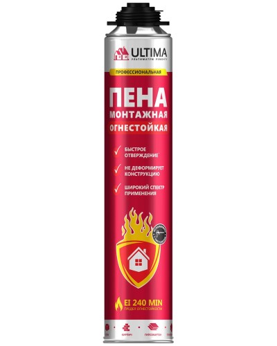 Пена огнестойкая ULTIMA PRO, 750 мл. Пена монтажная профессиональная. ULTIMA в Королеве