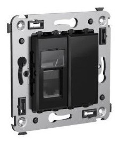 Розетка RJ-45 в стену Avanti одинарная черный квадрат (4402463). Розетка компьютерная. ДКС в Королеве