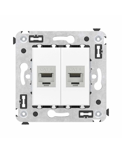 Розетка RJ-45 в стену, кат.6E, Avanti, двойная, белое облако (4400794). Розетка компьютерная модульная. ДКС в Королеве