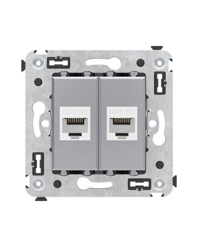 Розетка RJ-45 в стену, кат.5E, Avanti, двойная, закаленная сталь (4404664). Розетка компьютерная. ДКС в Королеве
