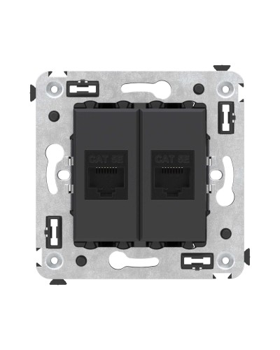 Розетка RJ-45 в стену, кат.5E, Avanti, двойная, черный матовый (4412664). Розетка компьютерная. ДКС в Королеве
