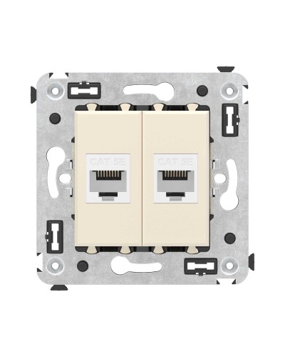 Розетка RJ-45 в стену, кат.5E, Avanti, двойная, ванильная дымка (4405664). Розетка компьютерная. ДКС в Королеве