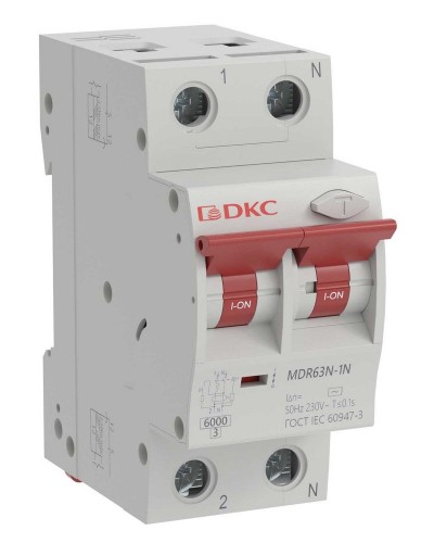 YON max MDR, 1P+N, 30mA, 16A, 6kA, А (MDR63N-1N2C16-A). Автоматический выключатель дифференциального тока. ДКС в Королеве