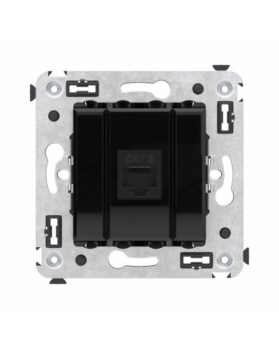 Розетка RJ-45 в стену, кат.6E, Avanti, одинарная, черный квадрат (4402693). Розетка компьютерная. ДКС в Королеве