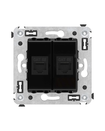 Розетка RJ-45 в стену, кат.5E, Avanti, двойная, черный квадрат (4402664). Розетка компьютерная. ДКС в Королеве