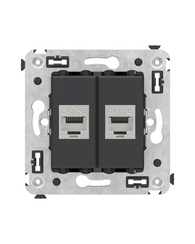 Розетка RJ-45 в стену, кат.6E, Avanti, двойная, черная матовая (4412764). Розетка компьютерная. ДКС в Королеве