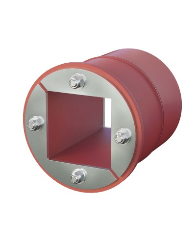 Проходка круглая, нержавеющая, D150х70 мм с проемом 90х90 мм (DXF3125): Проходка круглая, нержавеющая, с проёмом в Королеве