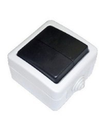 Переключатель двухклавишный 2-полюсный с 2 мест EF602SA, серый, LK Aqua (80006). Переключатель. Экопласт в Королеве