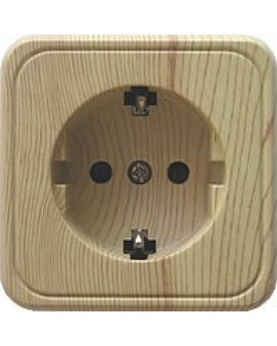 Розетка одинарная открытой установки с з/к, сосна, LK Standard (813225). Розетка с заземляющими контактами и защитными шторками. Экопласт в Королеве