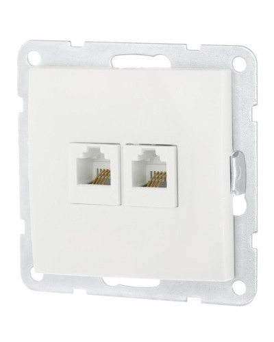 Розетка телефонная двойная 2xRJ-12 с накладкой, белый LK60 (865604-1). Розетка телефонная. Экопласт в Королеве