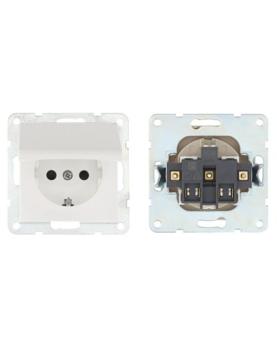 Розетка с з/к, шторками и крышкой, белый LK80 (843404-1). Розетка. Экопласт в Королеве