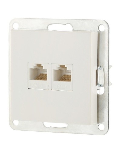 Розетка 2xRJ-45 кат.5е с накладкой, белый LK80 (846204-1). Розетка компьютерная двойная. Экопласт в Королеве