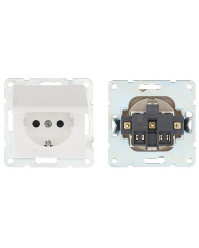 Розетка с з/к, шторками и крышкой, белый LK60 (863404-1). Розетка. Экопласт в Королеве