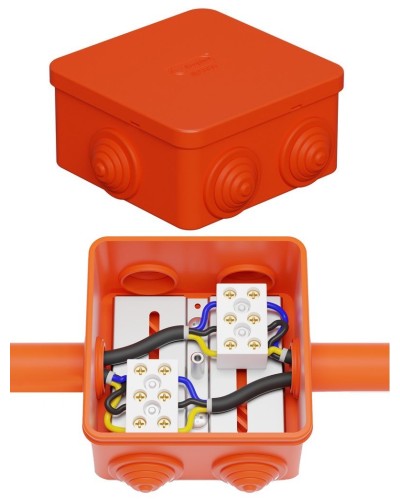 Коробка JBS080 85х85х50, 6 вых., 3P (0,15-10,0 мм²) (43301HF). Коробка монтажная, огнестойкая, без галогена. Экопласт в Королеве