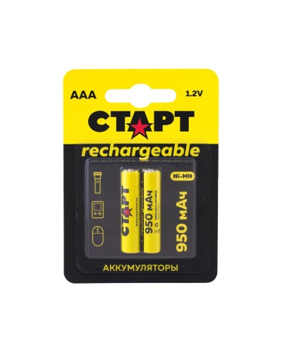 СТАРТ HR03 (AAA, 950mah), упак. 2 шт. БЛИСТЕР. Перезаряжаемые аккумуляторы. СТАРТ в Королеве