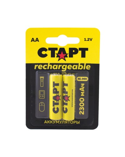 СТАРТ HR6 (AA, 2300 mah), упак. 2 шт. БЛИСТЕР. Перезаряжаемые аккумуляторы. СТАРТ в Королеве