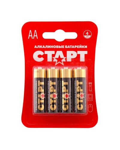 СТАРТ LR6-BL4 (1,5 В, AA, LR6), упак. 4 шт. БЛИСТЕР. Алкалиновые батарейки. СТАРТ в Королеве